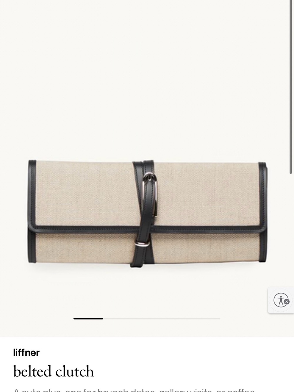 Little Liffner Beige canvas and Black Belted Clutch